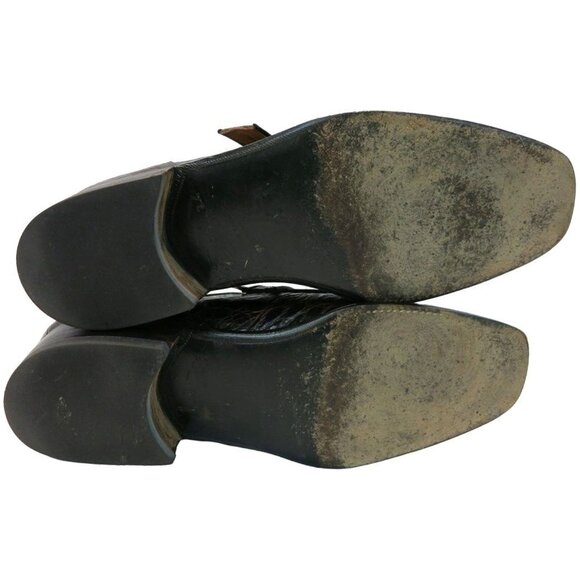 Vintage Hanover Exotic Alligator Monk Strap Loafers Brown Dress Shoes Italy 9C - Picture 5 of 12